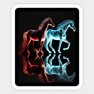 Fire and Ice Horses Too Sticker
